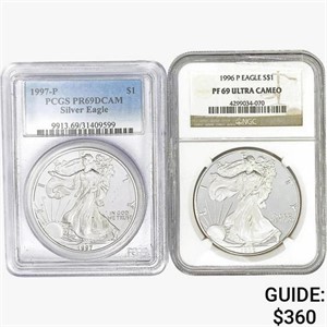 [2] American 1oz Silver Eagles PCGS/NGC PF69