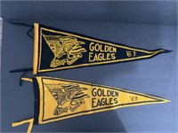 2 x Vintage DPAL Golden Eagles Felt Pennants '67