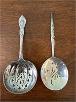 (2) sterling silver serving spoons