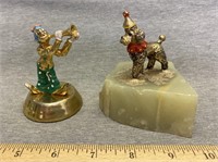 Mid Century Clown and Poodle Metal Figurines