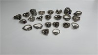 22 ASSORTED 925 SILVER RINGS ALL DEPICTING ANIMALS