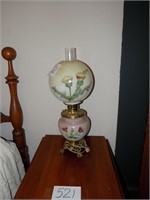 HURRICANE LAMP WITH THISTLES