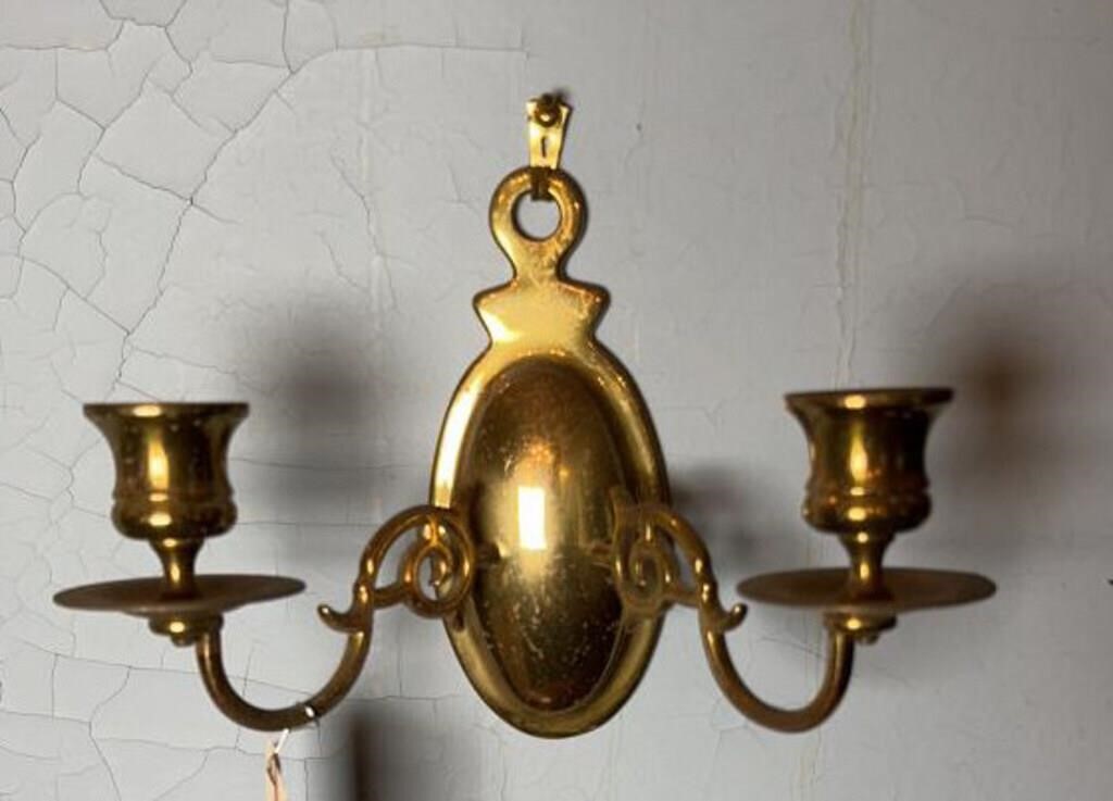PR OF BRASS CANDLE SCONCES