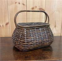 Antique Lidded Gathering Basket