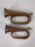 Pair of Vintage Copper & Brass Bugles