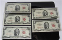 (5) $2 Dollar Bills