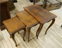 French Country Style Nest of Three Tables.  3 pc.