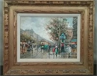 Framed Oil Painting With Carved Wood Framw,