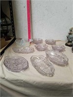 Group of decorative light purple glass dishes