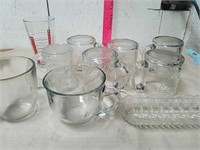 Glass measuring cup, decorative glass mugs and
