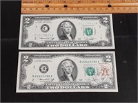 Pair of 1976 $2 Notes