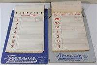 Tennessee Mill & Mine Supply Calendars 1984 & 1986