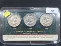 Three UNC Susan B Anthony $1 Dollars