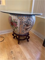 Large Asian pot on stand #2