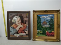 2 stitch art in frames