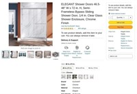 G1005  ELEGANT Shower Doors 46.5-48 x 72 Chro