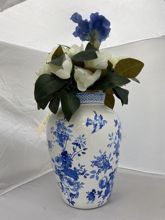 China Vase w/Faux Flowers