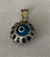 "Evil eye" pendant in10k gold setting