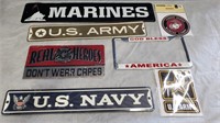 4 NEW Metal Signs, Metal License Plate Cover etc