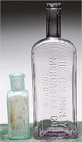 Antique Morey Amethyst Mercantile Bottle + (2)