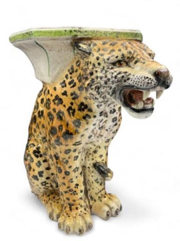 Ceramic Leopard Garden Seat or Stand.