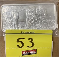 10 OUNCE, .999, PURE SILVER BAR, FT. BUFFALO