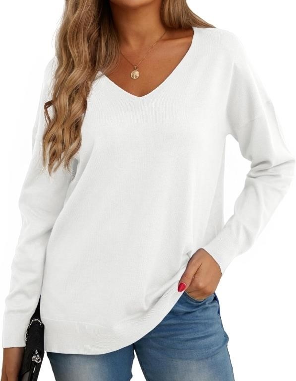 (U) GRECERELLE Women's V-Neck Long Sleeve Side Spl