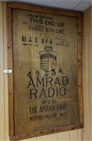 Large Amrad Radio Advertising Wood Crate Panel
