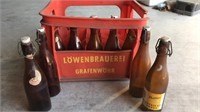 9 Vintage Brown Beer Bottles