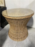 Wicker Table with Glass Top