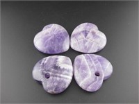 Four Larger Amethyst Hearts For Pendants