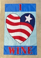 Patriotic "I Love Wine" Nylon Flag