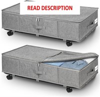 2 Pack  8.7' Tall 50L Under Bed Storage  Grey