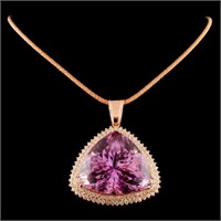 118ct Kunzite & 3ctw Diam Pendant in 14K Gold