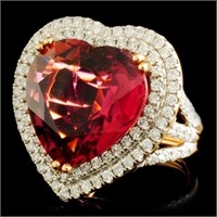 16.47ct Rubellite & 1.76ctw Diam Ring in 18K Gold