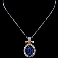 1.53ct Sapphire & 0.45ct Diamond Pendant in 18K Go