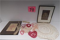 Antique Handmade Doilies - Hearts, Crosses & More