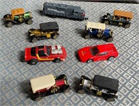 11 - MIXED LOT OF VINTAGE TOY TRUCKS, CARS, TRAIN