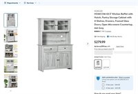 M312  HOMCOM Kitchen Buffet with Hutch Ash Grey