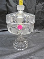 Antique c1892 EAPG Coin Glass Covered Compote
