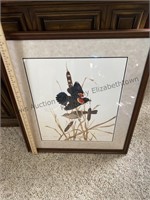 Framed and matted bird picture