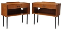 (2) ITALIAN MID-CENTURY MODERN TEAK NIGHTSTANDS