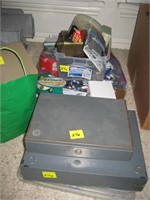 Lot of Misc. Office Supplies & Small Metal Lockbox