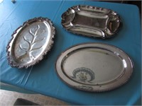 3 silver plated trays