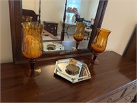 Dresser Top Mirror with Gallery and 2 Candle