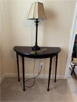 1/2 Moon Wall Table on Tall Frame with Lamp