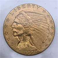 1925 Gold 2 1/2 Dollar Indian Head Coin