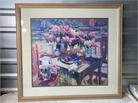 Framed Outdoor Floral Lithograph