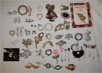 51 Various Pieces of Costume Jewelry-32 Pins of