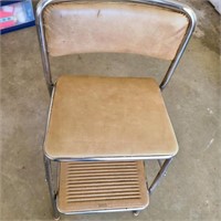 Cosco Step Stool / Chair w/ Brown Upholstery